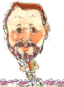 caricature of Don Bailey hiking