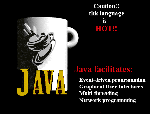 Java faciliates: Event-driven
Programming, Graphical User Interfaces, Network Programming, and
Multithreading